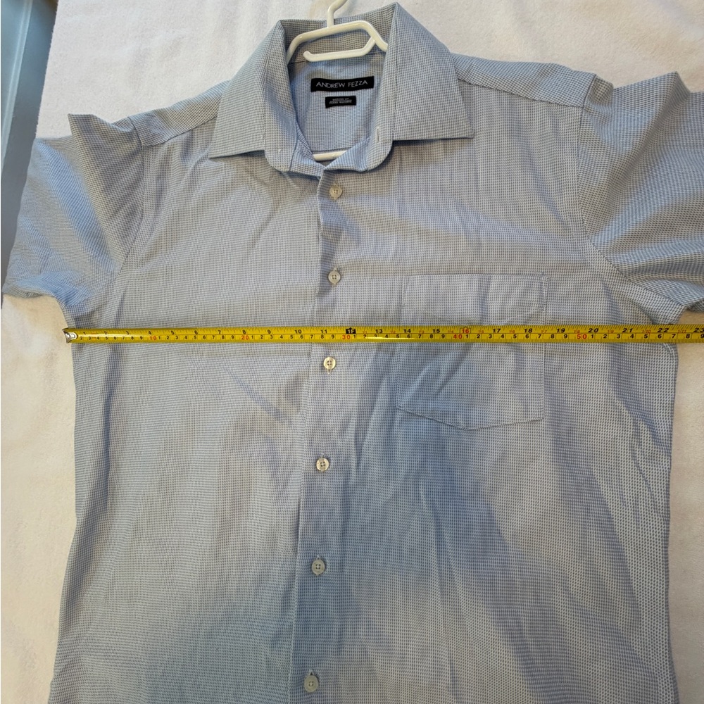 Andrew Fezza Pale Blue Micro-Check Button-Up Dress Shirt - Picture 5 of 8